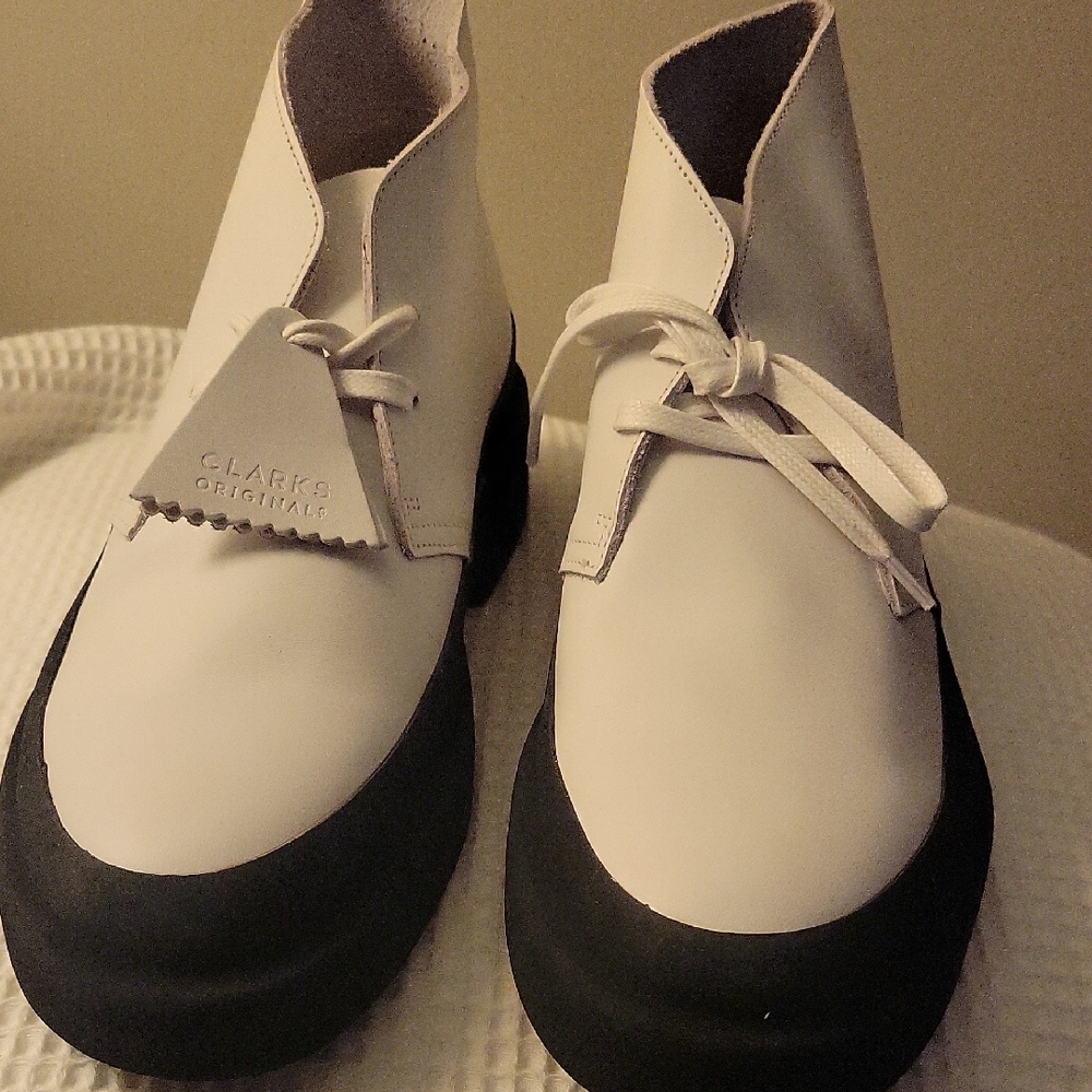Clarks Originals White and Black Desert Boots